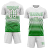 Maxcorners Custom White Grass Green Gradient Pinstripe Sublimation Soccer Uniform Jersey LM2605