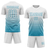 Maxcorners Custom White Panther Blue Gradient Pinstripe Sublimation Soccer Uniform Jersey LM2605