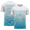 Maxcorners Custom White Panther Blue Gradient Pinstripe Sublimation Soccer Uniform Jersey LM2605
