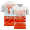 Maxcorners Custom White Orange Gradient Pinstripe Sublimation Soccer Uniform Jersey LM2605