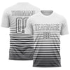 Maxcorners Custom White Steel Gray Gradient Pinstripe Sublimation Soccer Uniform Jersey LM2605