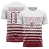 Maxcorners Custom White Burgundy Gradient Pinstripe Sublimation Soccer Uniform Jersey LM2605