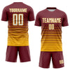 Maxcorners Custom Burgundy White-Gold Gradient Pinstripe Sublimation Soccer Uniform Jersey LM2605