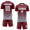 Maxcorners Custom Burgundy White-Gray Gradient Pinstripe Sublimation Soccer Uniform Jersey LM2605