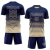 Maxcorners Custom Navy Cream Gradient Pinstripe Sublimation Soccer Uniform Jersey LM2605