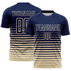 Maxcorners Custom Navy Cream Gradient Pinstripe Sublimation Soccer Uniform Jersey LM2605