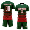 Maxcorners Custom Green White-Red Gradient Pinstripe Sublimation Soccer Uniform Jersey LM2605