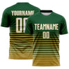 Maxcorners Custom Green White-Old Gold Gradient Pinstripe Sublimation Soccer Uniform Jersey LM2605