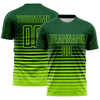 Maxcorners Custom Green Neon Green Gradient Pinstripe Sublimation Soccer Uniform Jersey LM2605