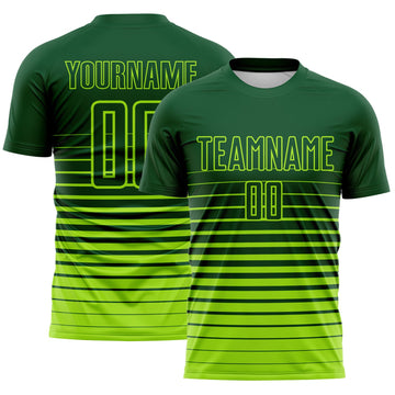 Maxcorners Custom Green Neon Green Gradient Pinstripe Sublimation Soccer Uniform Jersey LM2605