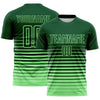 Maxcorners Custom Green Pea Green Gradient Pinstripe Sublimation Soccer Uniform Jersey LM2605