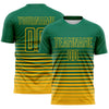 Maxcorners Custom Kelly Green Gold Gradient Pinstripe Sublimation Soccer Uniform Jersey LM2605
