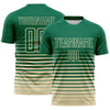 Maxcorners Custom Kelly Green Cream Gradient Pinstripe Sublimation Soccer Uniform Jersey LM2605
