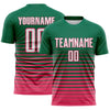 Maxcorners Custom Kelly Green White-Neon Pink Gradient Pinstripe Sublimation Soccer Uniform Jersey LM2605