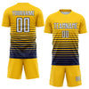 Maxcorners Custom Yellow White-Navy Gradient Pinstripe Sublimation Soccer Uniform Jersey LM2605