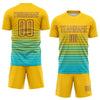 Maxcorners Custom Yellow Purple-Lakes Blue Gradient Pinstripe Sublimation Soccer Uniform Jersey LM2605