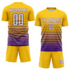 Maxcorners Custom Yellow White-Purple Gradient Pinstripe Sublimation Soccer Uniform Jersey LM2605