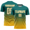 Maxcorners Custom Teal White-Gold Gradient Pinstripe Sublimation Soccer Uniform Jersey LM2605