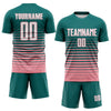 Maxcorners Custom Teal White-Medium Pink Gradient Pinstripe Sublimation Soccer Uniform Jersey LM2605
