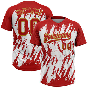 Maxcorners Custom Black Old Gold-White 3D Pattern Abstract Sharp Shape Two-Button Unisex Softball Jersey LM0609