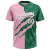Maxcorners Custom Graffiti Pattern White Kelly Green-Light Pink 3D Scratch Two-Button Unisex Softball Jersey LM2605