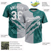 Maxcorners Custom Graffiti Pattern White Teal-Gray 3D Scratch Two-Button Unisex Softball Jersey LM2605