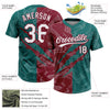 Maxcorners Custom Graffiti Pattern White Teal-Crimson 3D Scratch Two-Button Unisex Softball Jersey LM2605