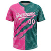 Maxcorners Custom Graffiti Pattern White Teal-Pink 3D Scratch Two-Button Unisex Softball Jersey LM2605