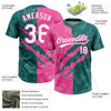 Maxcorners Custom Graffiti Pattern White Teal-Pink 3D Scratch Two-Button Unisex Softball Jersey LM2605