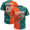 Maxcorners Custom Graffiti Pattern White Teal-Orange 3D Scratch Two-Button Unisex Softball Jersey LM2605