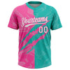 Maxcorners Custom Graffiti Pattern White Aqua-Pink 3D Scratch Two-Button Unisex Softball Jersey LM2605