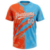 Maxcorners Custom Graffiti Pattern White Sky Blue-Orange 3D Scratch Two-Button Unisex Softball Jersey LM2605