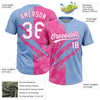 Maxcorners Custom Graffiti Pattern White Light Blue-Pink 3D Scratch Two-Button Unisex Softball Jersey LM2605