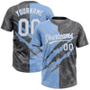 Maxcorners Custom Graffiti Pattern White Steel Gray-Light Blue 3D Scratch Two-Button Unisex Softball Jersey LM2605