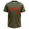 Maxcorners Custom Olive Orange-Black Salute To Service Camo Raglan Sleeves Two-Button Unisex Softball Jersey LM2605