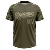 Maxcorners Custom Olive Cream Salute To Service Camo Raglan Sleeves Two-Button Unisex Softball Jersey LM2605