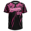 Maxcorners Custom Black Pink-White Distressed Scratch Brush Stroke Star Raglan Sleeves Two-Button Unisex Softball Jersey LM2605