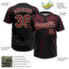 Maxcorners Custom Black Crimson-Cream Distressed Scratch Brush Stroke Star Raglan Sleeves Two-Button Unisex Softball Jersey LM2605