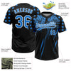 Maxcorners Custom Black Electric Blue-White Distressed Scratch Brush Stroke Star Raglan Sleeves Two-Button Unisex Softball Jersey LM2605