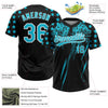 Maxcorners Custom Black Lakes Blue-White Distressed Scratch Brush Stroke Star Raglan Sleeves Two-Button Unisex Softball Jersey LM2605