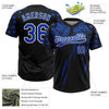 Maxcorners Custom Black Thunder Blue-White Distressed Scratch Brush Stroke Star Raglan Sleeves Two-Button Unisex Softball Jersey LM2605