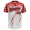 Maxcorners Custom White Red-Black Distressed Scratch Brush Stroke Star Raglan Sleeves Two-Button Unisex Softball Jersey LM2605