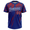 Maxcorners Custom Royal Red-White Distressed Scratch Brush Stroke Star Raglan Sleeves Two-Button Unisex Softball Jersey LM2605