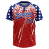 Maxcorners Custom Red Royal-White Distressed Scratch Brush Stroke Star Raglan Sleeves Two-Button Unisex Softball Jersey LM2605