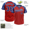 Maxcorners Custom Red White Pinstripe Royal Star Raglan Sleeves Two-Button Unisex Softball Jersey LM2605