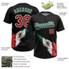 Maxcorners Custom Black Kelly Green Red-White The Abstract Wing With Mexican Flag Two-Button Unisex Softball Jersey LM2605