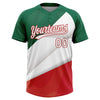 Maxcorners Custom Kelly Green White-Red Mexico Two-Button Unisex Softball Jersey LM2605