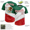 Maxcorners Custom Kelly Green White-Red Mexico Two-Button Unisex Softball Jersey LM2605