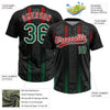 Maxcorners Custom Black Kelly Green Red-White Mexico Two-Button Unisex Softball Jersey LM2605