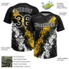 Maxcorners Custom Black Yellow-White Dripping Splatter Cracked Texture Two-Button Unisex Softball Jersey LM2605